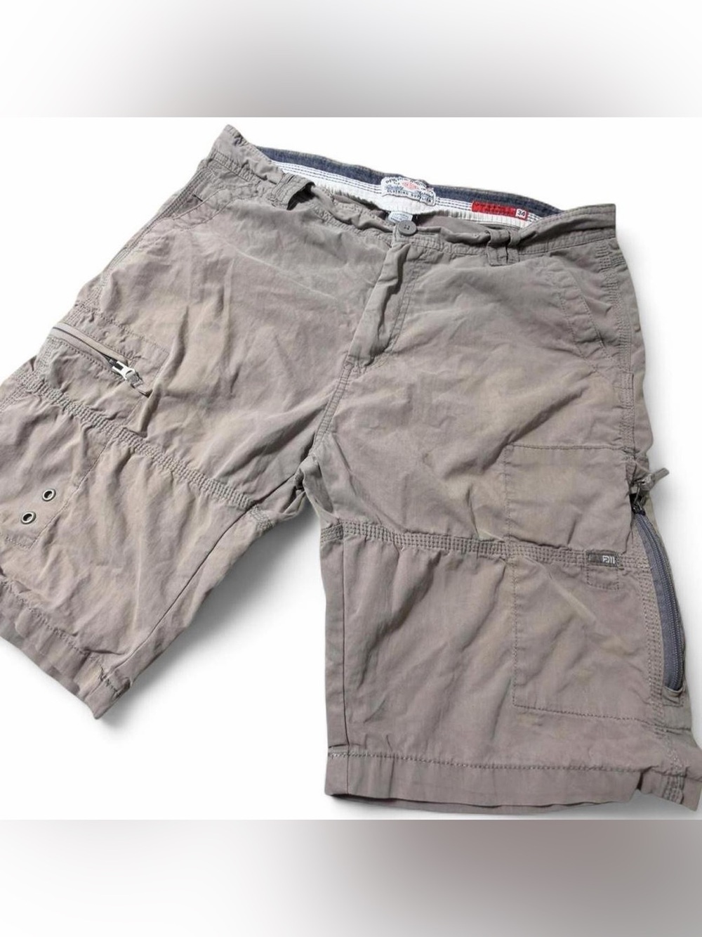 Private Member Y2K Capri Cargo Shorts Tan 34 Baggy